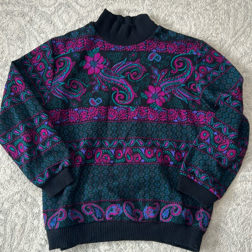 Vintage Cricket Lane Paisley Knit Sweater Medium